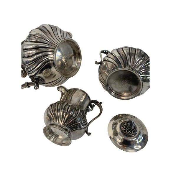 Antique James Dixon & Sons England  EPBM 3-Piece Silver-Plate Tea Set Marked - Picture 7 of 11